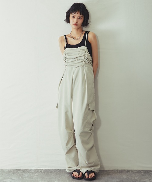 ANOTHER S(アナザーエス)の「「セットアップ対応」2wayワッシャーサロペットパンツ(サロペット/オーバーオール・レディース・ブラウン/アイボリー/ブラック・FREE)」の22枚目の写真