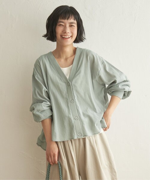 LBC（エルビーシー）の「シアーシャツカーディガン（カーディガン/ボレロ・レディース・ブラック/オフホワイト/ミント・M）」の3枚目の写真