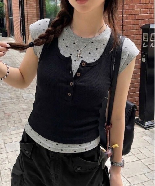 SHEPP(シープ)の「【お気に入り数5100人突破!】ドット柄タイト半袖Tシャツ(Tシャツ/カットソー・レディース・ブラック/グレー/ホワイト・M/S)」の21枚目の写真