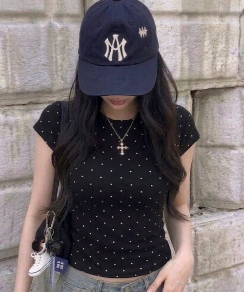 SHEPP(シープ)の「【お気に入り数5100人突破!】ドット柄タイト半袖Tシャツ(Tシャツ/カットソー・レディース・ブラック/グレー/ホワイト・M/S)」の14枚目の写真