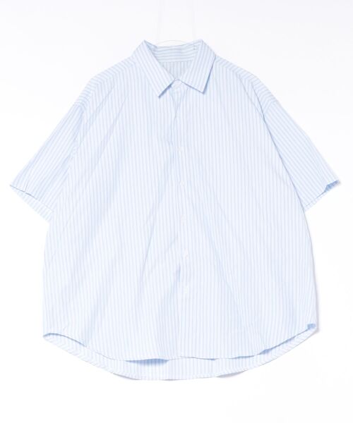 a.p.o.v.（エーピーオービー）の「a.p.o.v. オーバーサイズストライプコットンミニマル半袖シャツ（シャツ/ブラウス・メンズ・ブルー/ブラック・ONESIZE）」の5枚目の写真