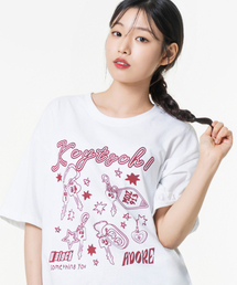キッチオーバーサイズグラフィック半袖Tシャツホワイト