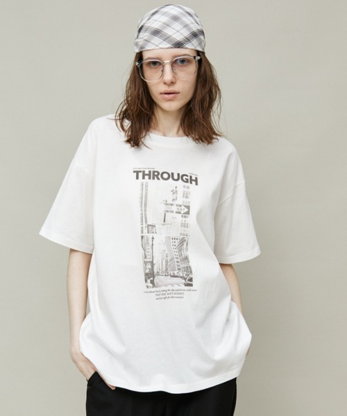 Auntie Rosa Holiday(アンティローザホリデー)の「フォトプリントロゴオーバーサイズTシャツ / 汗染み防止加工(Tシャツ/カットソー・レディース・オフホワイト/グレー・FREE)」の14枚目の写真