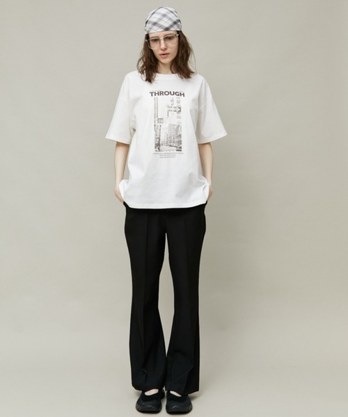 Auntie Rosa Holiday(アンティローザホリデー)の「フォトプリントロゴオーバーサイズTシャツ / 汗染み防止加工(Tシャツ/カットソー・レディース・オフホワイト/グレー・FREE)」の18枚目の写真