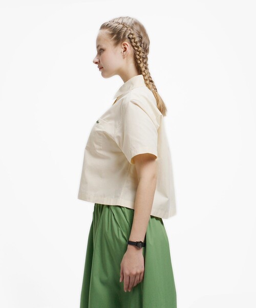 LACOSTE(ラコステ)の「ドライタッチ クロップ ハーフスリーブシャツ(シャツ/ブラウス・レディース・ピンク/オフホワイト・40/36/38/34)」の5枚目の写真