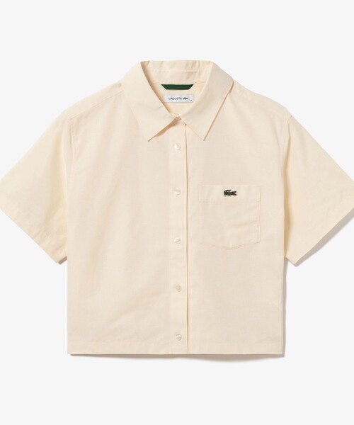 LACOSTE(ラコステ)の「ドライタッチ クロップ ハーフスリーブシャツ(シャツ/ブラウス・レディース・ピンク/オフホワイト・40/36/38/34)」の6枚目の写真