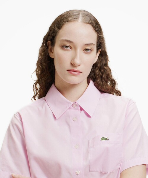 LACOSTE(ラコステ)の「ドライタッチ クロップ ハーフスリーブシャツ(シャツ/ブラウス・レディース・ピンク/オフホワイト・40/36/38/34)」の15枚目の写真