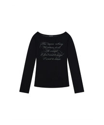 (DUC) Lettering Sheer Long Sleeve Black
