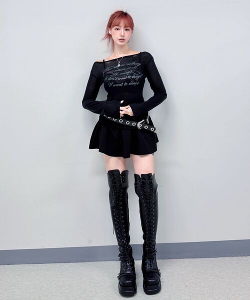 DAUSPICE（ディーオスピス）の「(DUC) Lettering Sheer Long Sleeve Black（Tシャツ/カットソー・レディース・ブラック・ONE SIZE）」の3枚目の写真