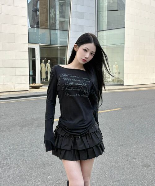 DAUSPICE（ディーオスピス）の「(DUC) Lettering Sheer Long Sleeve Black（Tシャツ/カットソー・レディース・ブラック・ONE SIZE）」の7枚目の写真