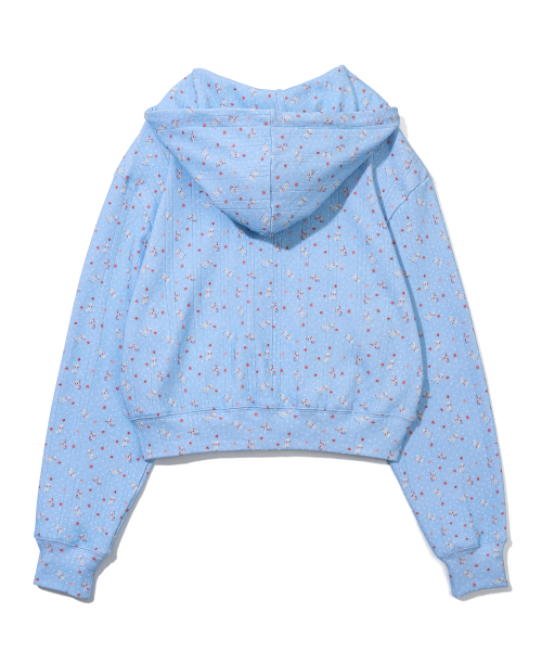 SHEEP PATTERN EYELET HOOD ZIP-UP_LIGHT BLUE（パーカー）｜YOUHEE