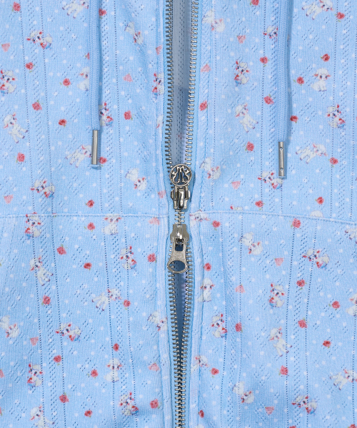 YOUHEE(ユヒ)の「SHEEP PATTERN EYELET HOOD ZIP-UP_LIGHT BLUE(パーカー・レディース・その他・FREE)」の7枚目の写真