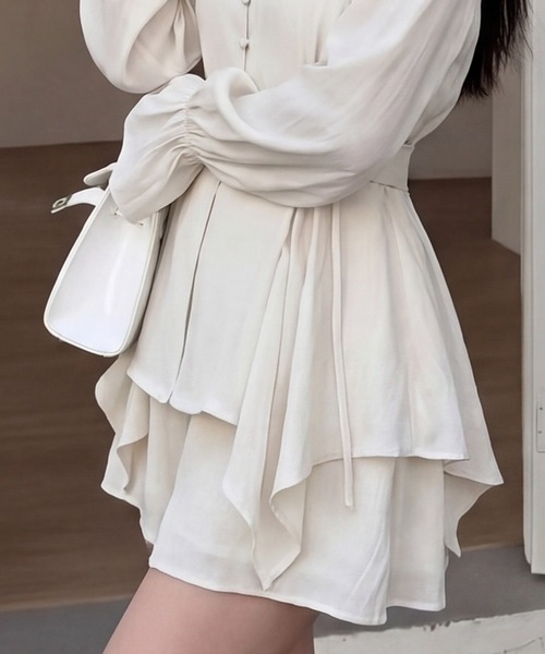 DRESS PLUS(ドレスプラス)の「リボンベルト ブラウス&スカート セットアップ(セットアップ・レディース・パープル/アイボリー/ブラック・M/L)」の4枚目の写真