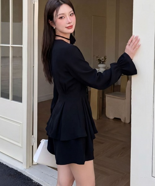 DRESS PLUS(ドレスプラス)の「リボンベルト ブラウス&スカート セットアップ(セットアップ・レディース・パープル/アイボリー/ブラック・M/L)」の7枚目の写真