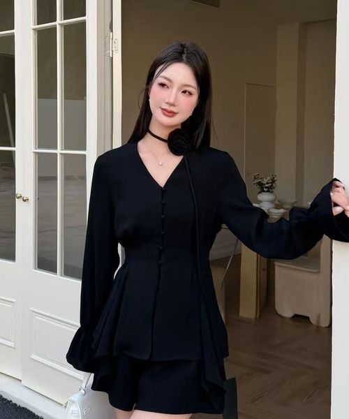 DRESS PLUS(ドレスプラス)の「リボンベルト ブラウス&スカート セットアップ(セットアップ・レディース・パープル/アイボリー/ブラック・M/L)」の11枚目の写真