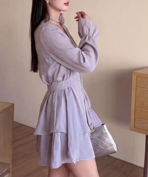 DRESS PLUS(ドレスプラス)の「リボンベルト ブラウス&スカート セットアップ(セットアップ・レディース・パープル/アイボリー/ブラック・M/L)」の12枚目の写真