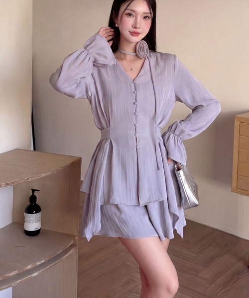 DRESS PLUS(ドレスプラス)の「リボンベルト ブラウス&スカート セットアップ(セットアップ・レディース・パープル/アイボリー/ブラック・M/L)」の13枚目の写真