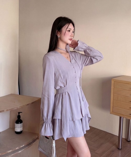 DRESS PLUS(ドレスプラス)の「リボンベルト ブラウス&スカート セットアップ(セットアップ・レディース・パープル/アイボリー/ブラック・M/L)」の15枚目の写真