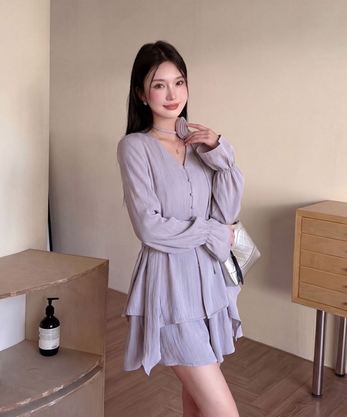 DRESS PLUS(ドレスプラス)の「リボンベルト ブラウス&スカート セットアップ(セットアップ・レディース・パープル/アイボリー/ブラック・M/L)」の16枚目の写真