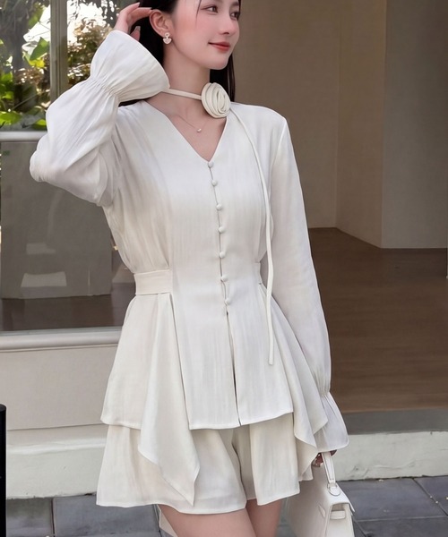 DRESS PLUS(ドレスプラス)の「リボンベルト ブラウス&スカート セットアップ(セットアップ・レディース・パープル/アイボリー/ブラック・M/L)」の20枚目の写真