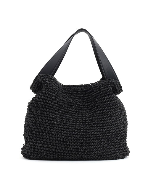 COOCO(クーコ)の「ペーパー素材2WAYトートバッグ/A4対応(かごバッグ・レディース・キャメル/グレー系/ブラック・FREE)」の10枚目の写真