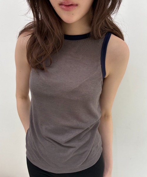FUULLY STUDIO（フーリィーステューディオ）の「2WAYバイカラータンクトップ（タンクトップ・レディース・ブルー/チャコールグレー・FREE）」の8枚目の写真