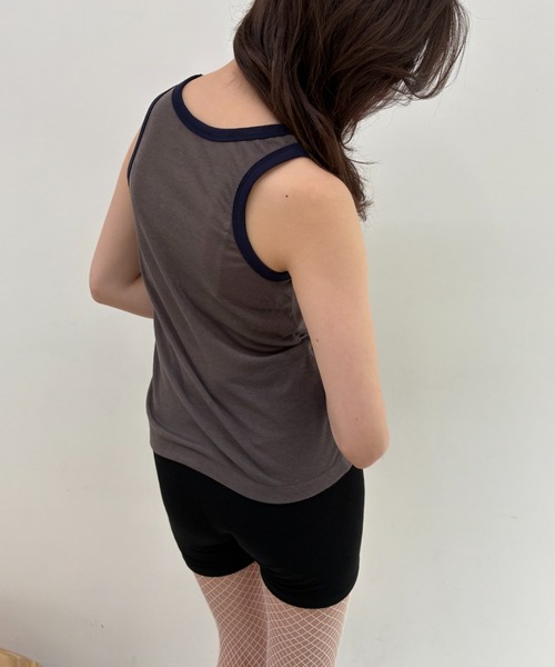 FUULLY STUDIO（フーリィーステューディオ）の「2WAYバイカラータンクトップ（タンクトップ・レディース・ブルー/チャコールグレー・FREE）」の10枚目の写真