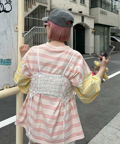 Alley Tokyo(アリートーキョー)の「パネルボーダーBigT(Tシャツ/カットソー・レディース・イエロー/チャコール/サックスブルー・FREE)」の13枚目の写真