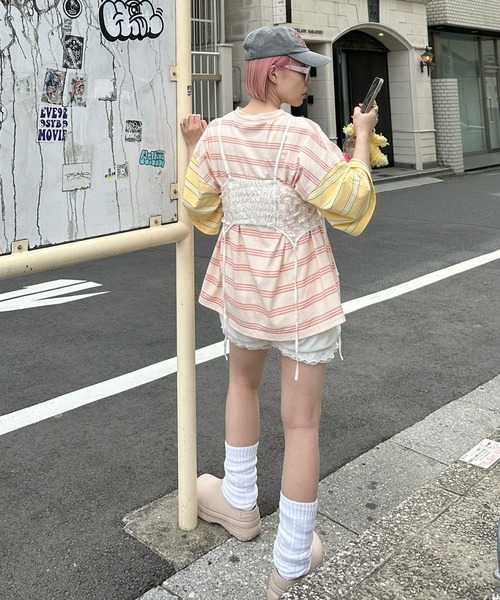 Alley Tokyo(アリートーキョー)の「パネルボーダーBigT(Tシャツ/カットソー・レディース・イエロー/チャコール/サックスブルー・FREE)」の15枚目の写真