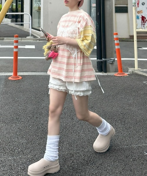 Alley Tokyo(アリートーキョー)の「パネルボーダーBigT(Tシャツ/カットソー・レディース・イエロー/チャコール/サックスブルー・FREE)」の17枚目の写真