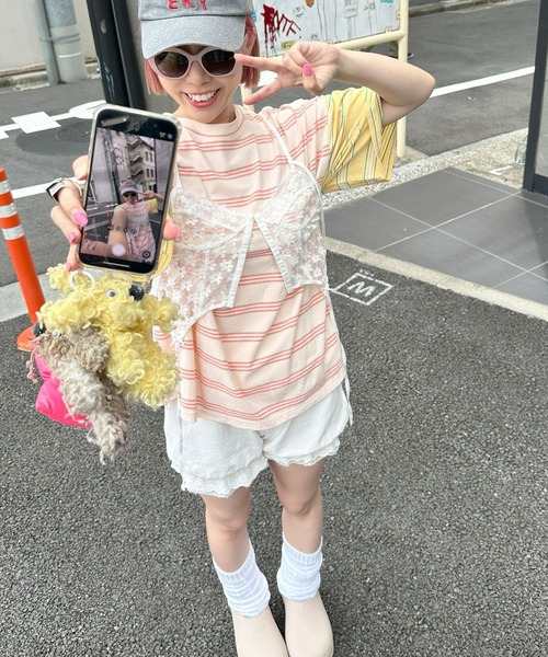 Alley Tokyo(アリートーキョー)の「パネルボーダーBigT(Tシャツ/カットソー・レディース・イエロー/チャコール/サックスブルー・FREE)」の18枚目の写真