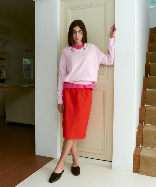 38COMEONCOMMON(38カモンコモン)の「Regular Cotton V-Neck Knit (Light Pink)(ニット/セーター・レディース・その他・FREE)」の3枚目の写真