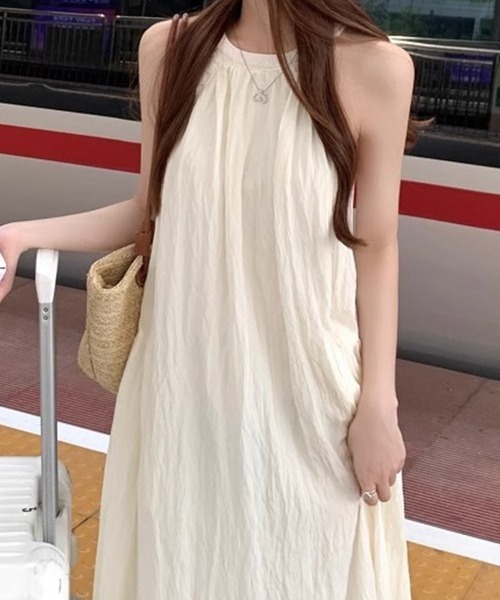 mielu(ミエル)の「《春夏/大人カジュアル》ノースリーブギャザーロングワンピース(ワンピース・レディース・アイボリー・LARGE/X-LARGE/MEDIUM)」の9枚目の写真