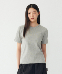 STUDIO TOMBOY（スタジオトムボーイ）の「エッセンシャルリブスリムフィット半袖Tシャツ_メランジグレー 91F6222783（Tシャツ/カットソー）」