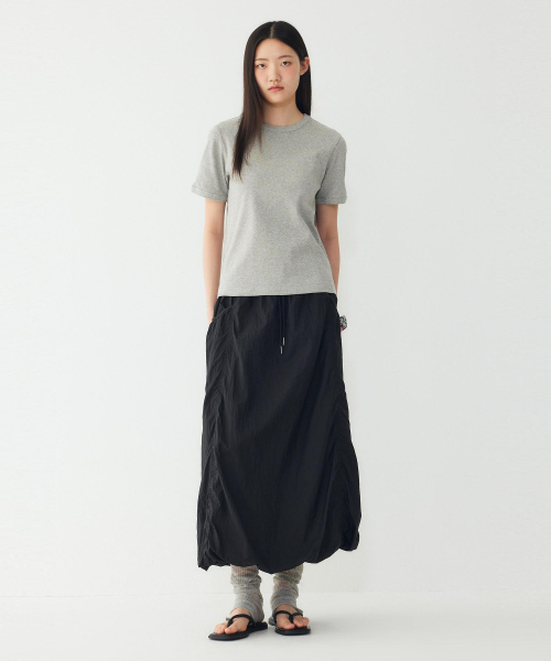 STUDIO TOMBOY(スタジオトムボーイ)の「エッセンシャルリブスリムフィット半袖Tシャツ_メランジグレー 91F6222783(Tシャツ/カットソー・レディース・ライトグレー・OS)」の3枚目の写真
