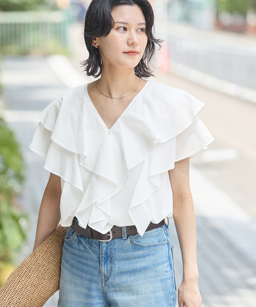 JOURNAL STANDARD(ジャーナルスタンダード)の「キョウネンコットンボイルフリル ブラウス(シャツ/ブラウス・レディース・ブラック/ホワイト・FREE)」の14枚目の写真