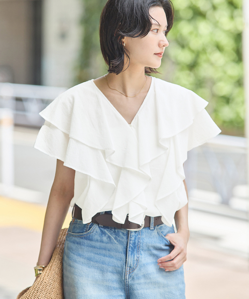 JOURNAL STANDARD(ジャーナルスタンダード)の「キョウネンコットンボイルフリル ブラウス(シャツ/ブラウス・レディース・ブラック/ホワイト・FREE)」の15枚目の写真
