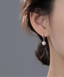 ジルコン/パール フープピアス