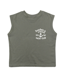 ヨットクラブ 袖なしTシャツ-オリーブ