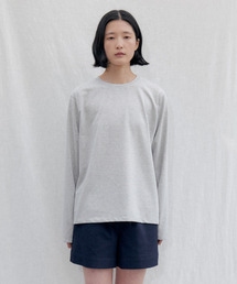 Cotton Stripe Long Sleeve Tee_MELANGE GRAY