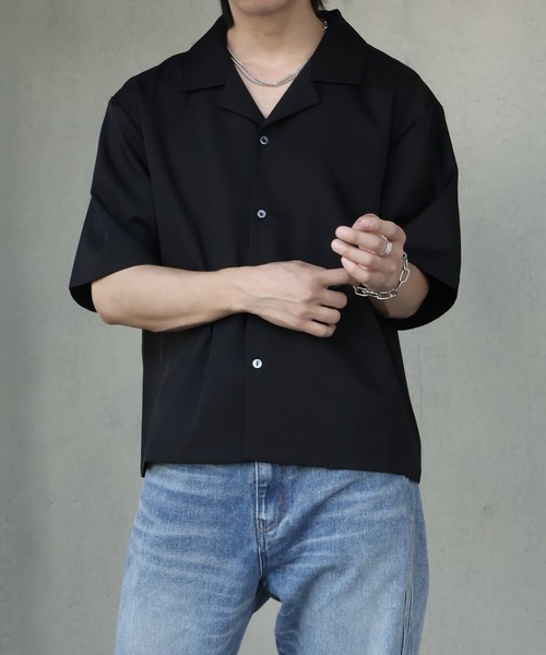welise(ウェライズ)の「【welise/ウェライズ】-クールタッチ/接触冷感- リッチドレープスムース ボクシーショート丈 半袖オープンカラーシャツ(シャツ/ブラウス・メンズ・ブラック/ホワイト/チャコールグレー/サックスブルー/ダークネイビー・L/M/S)」の16枚目の写真