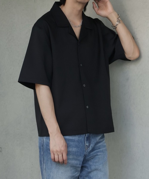 welise(ウェライズ)の「【welise/ウェライズ】-クールタッチ/接触冷感- リッチドレープスムース ボクシーショート丈 半袖オープンカラーシャツ(シャツ/ブラウス・メンズ・ブラック/ホワイト/チャコールグレー/サックスブルー/ダークネイビー・L/M/S)」の17枚目の写真