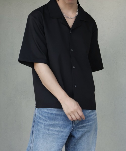 welise(ウェライズ)の「【welise/ウェライズ】-クールタッチ/接触冷感- リッチドレープスムース ボクシーショート丈 半袖オープンカラーシャツ(シャツ/ブラウス・メンズ・ブラック/ホワイト/チャコールグレー/サックスブルー/ダークネイビー・L/M/S)」の15枚目の写真