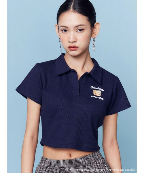 sanrio（サンリオ）の「【日焼けHello Kitty×EMODA】SKIPPER HALF SLEEVE TOP（Tシャツ/カットソー・レディース・アイボリー/ネイビー・FREE）」の2枚目の写真