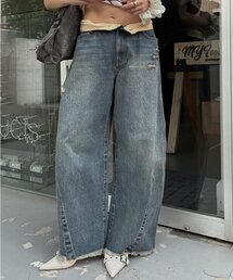 mline | [mline]ルーズダメージ カーブデニム(デニムパンツ)