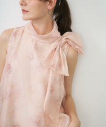 サイドリボンシアートップス/ side ribbon sheer top