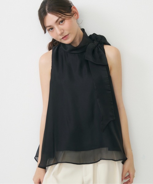 Lunea(ルネア)の「サイドリボンシアートップス/ side ribbon sheer top(シャツ/ブラウス・レディース・アイボリー/ピンク/ブラック/イエロー・FREE)」の2枚目の写真