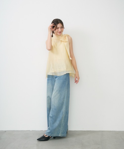 Lunea(ルネア)の「サイドリボンシアートップス/ side ribbon sheer top(シャツ/ブラウス・レディース・アイボリー/ピンク/ブラック/イエロー・FREE)」の7枚目の写真