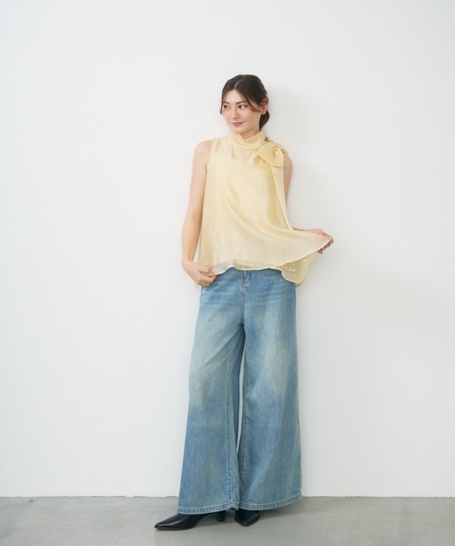 Lunea(ルネア)の「サイドリボンシアートップス/ side ribbon sheer top(シャツ/ブラウス・レディース・アイボリー/ピンク/ブラック/イエロー・FREE)」の6枚目の写真