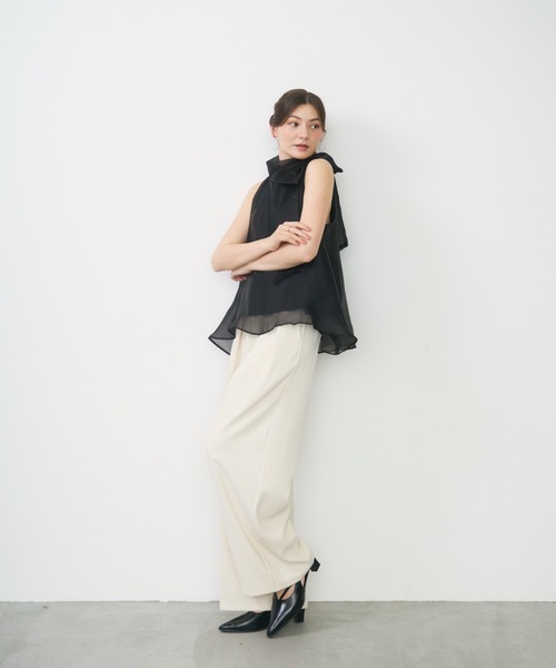 Lunea(ルネア)の「サイドリボンシアートップス/ side ribbon sheer top(シャツ/ブラウス・レディース・アイボリー/ピンク/ブラック/イエロー・FREE)」の18枚目の写真
